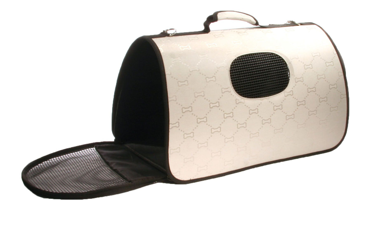 Hunde- u. Katzentransporttasche Milano 49x28x29cm, perlfarbig, Knochen Motiv