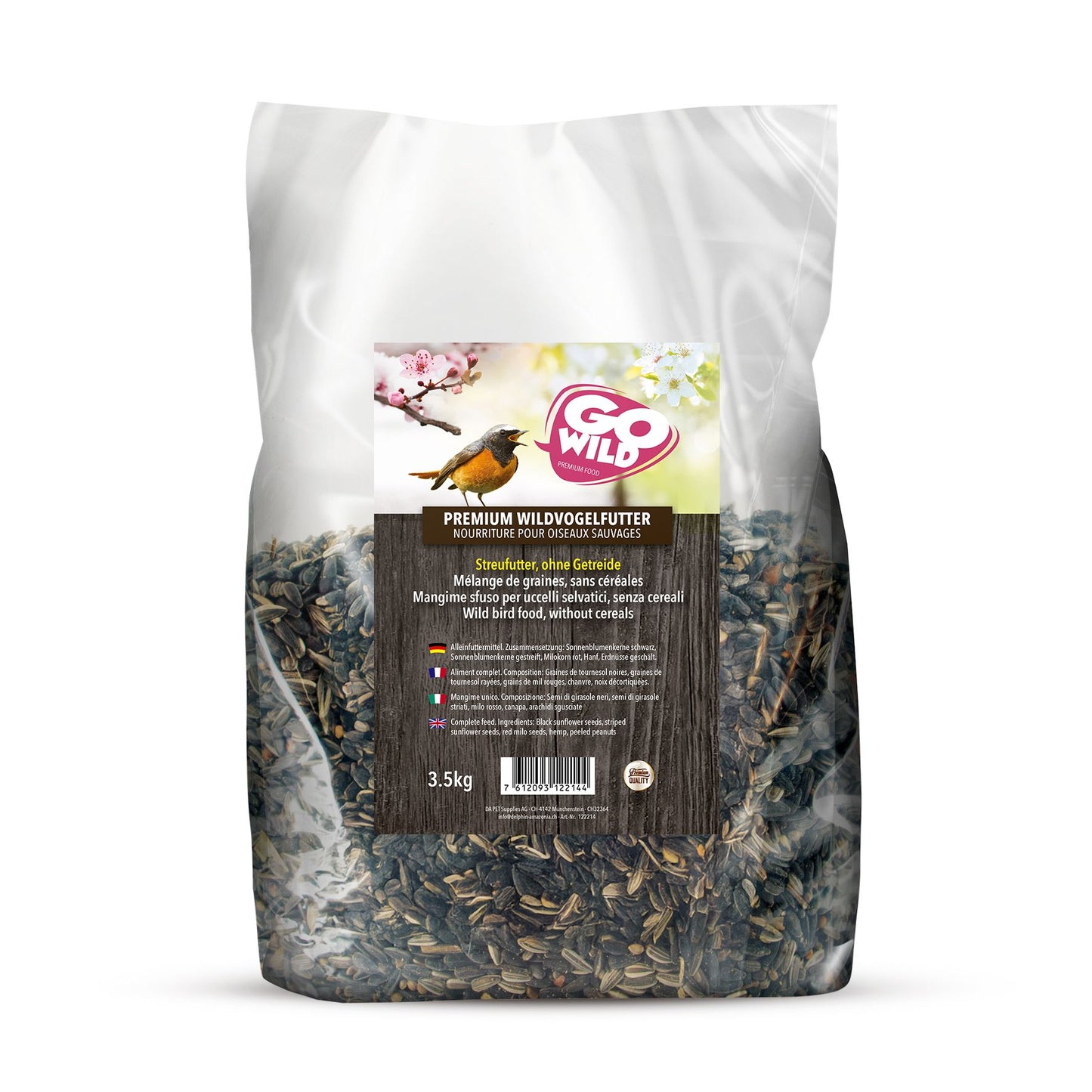 GoWild Wildvogel Streufutter 3.5Kg Beutel, ohne Getreide, Ganzjahresf