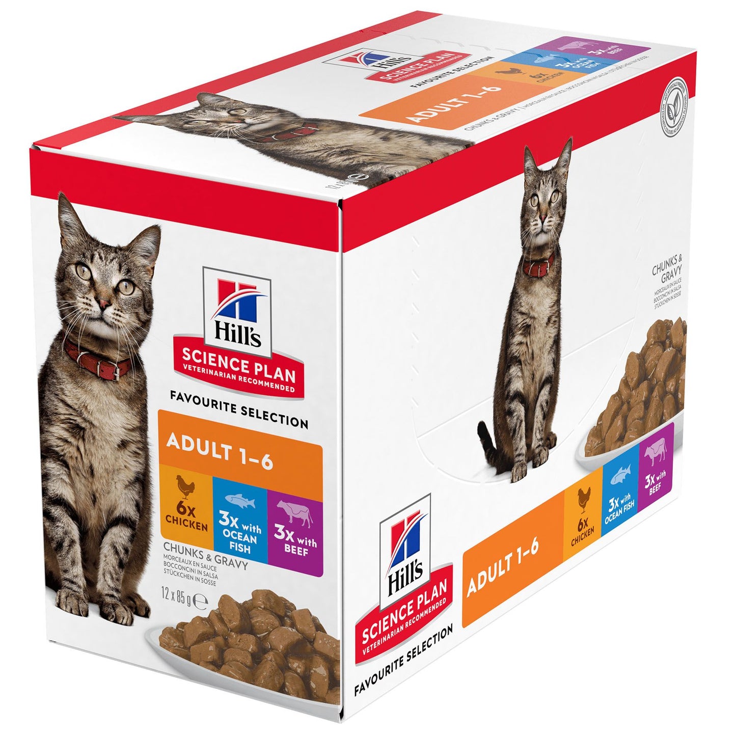 Hill's Optimal Huhn&Fisch&Rind 12x85g PET Scie Plan Katze Nass Care MULTIPACK
