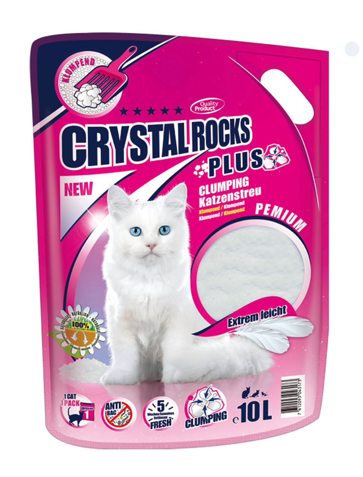 Crystal Rocks Plus, Katzenstreu,10L Silicat klumpend,ca. 4.5kg