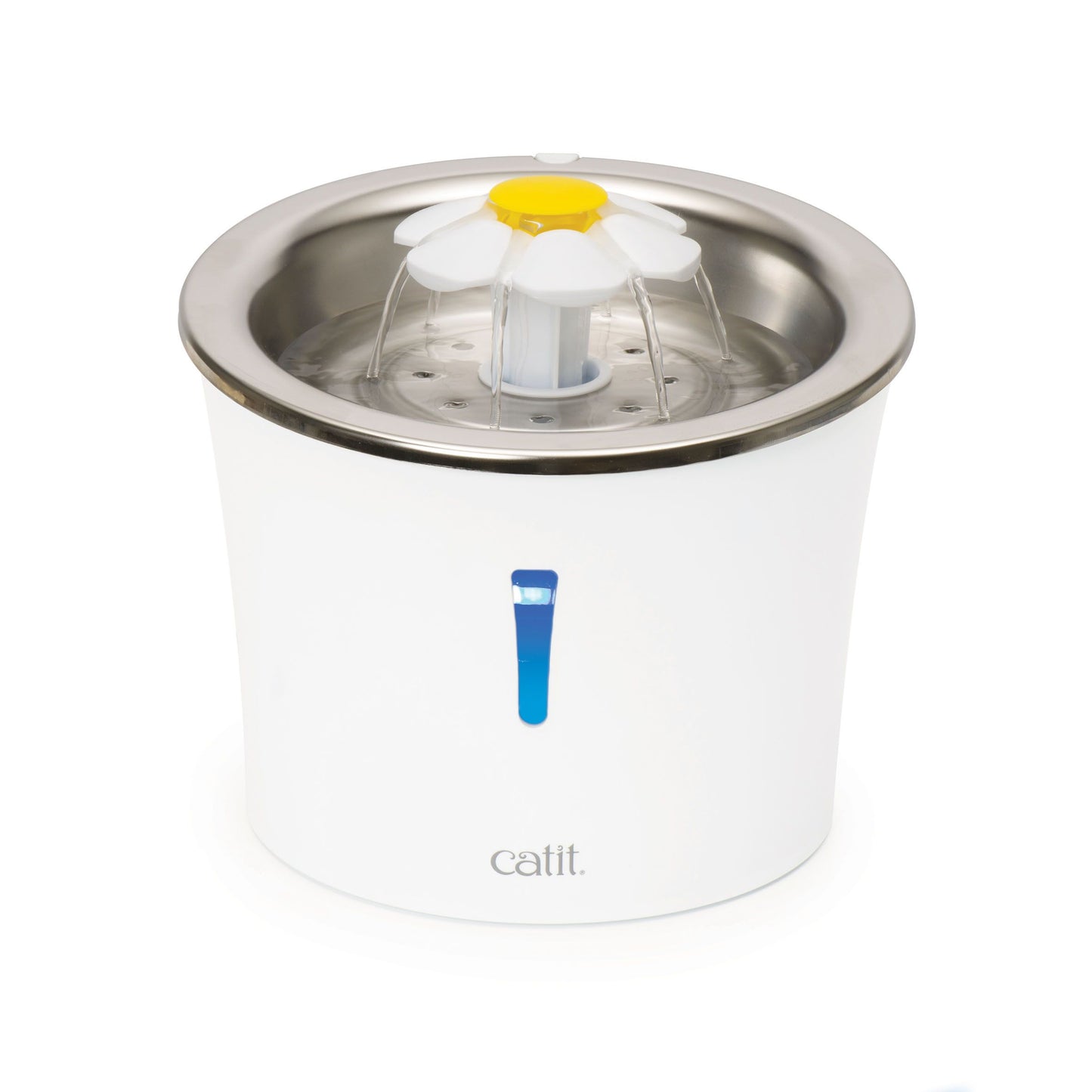 Catit Flower Fountain 3L mit LED, weiss mit Edelstahleinsatz, weiss, 21x21x17cm