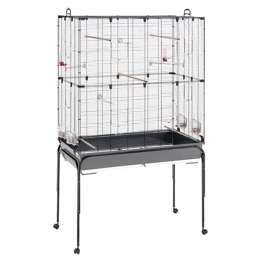Ferplast Vogelheim Planeta, schwarz 97x58cm H=173.5cm, inkl. Rollen