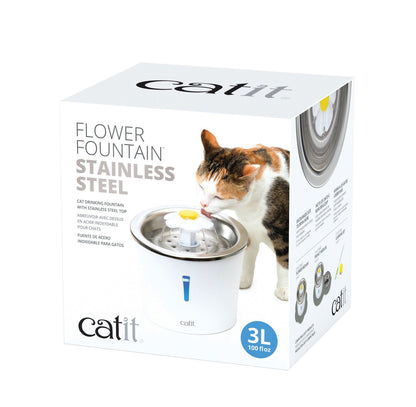 Catit Flower Fountain - Katzenbrunnen Weiß mit LED 3L