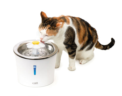 Catit Flower Fountain - Katzenbrunnen Weiß mit LED 3L