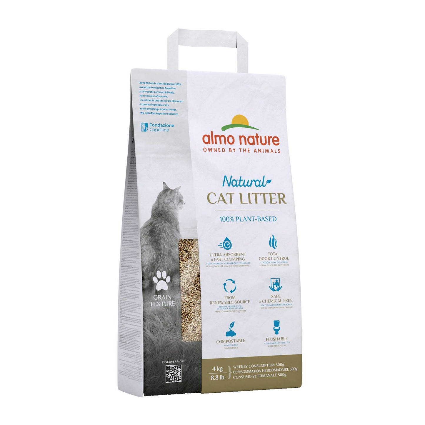 Almo Nature feinkörnig 4 kg Katzenstreu 100 % pflanzlich