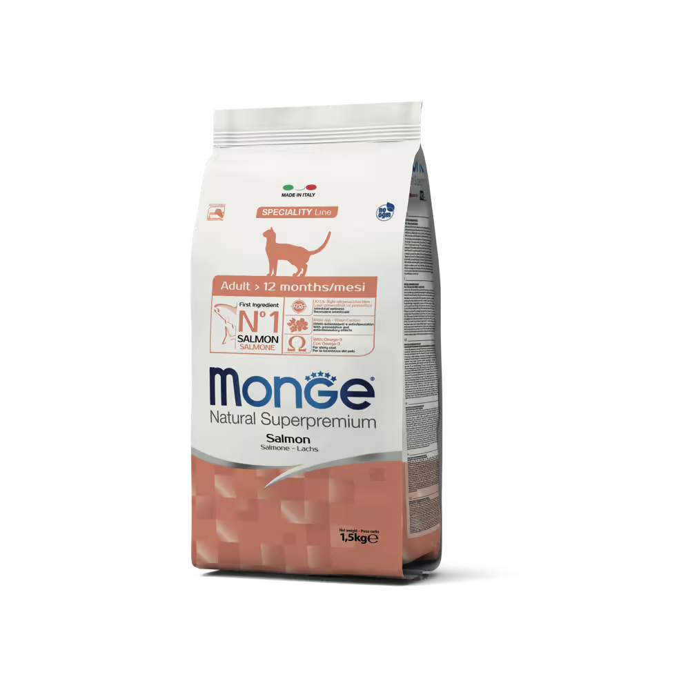 Monge Cat Monoprotein Adult Salmon 1,5kg Erwachsene, Trockenfutter, Lachs