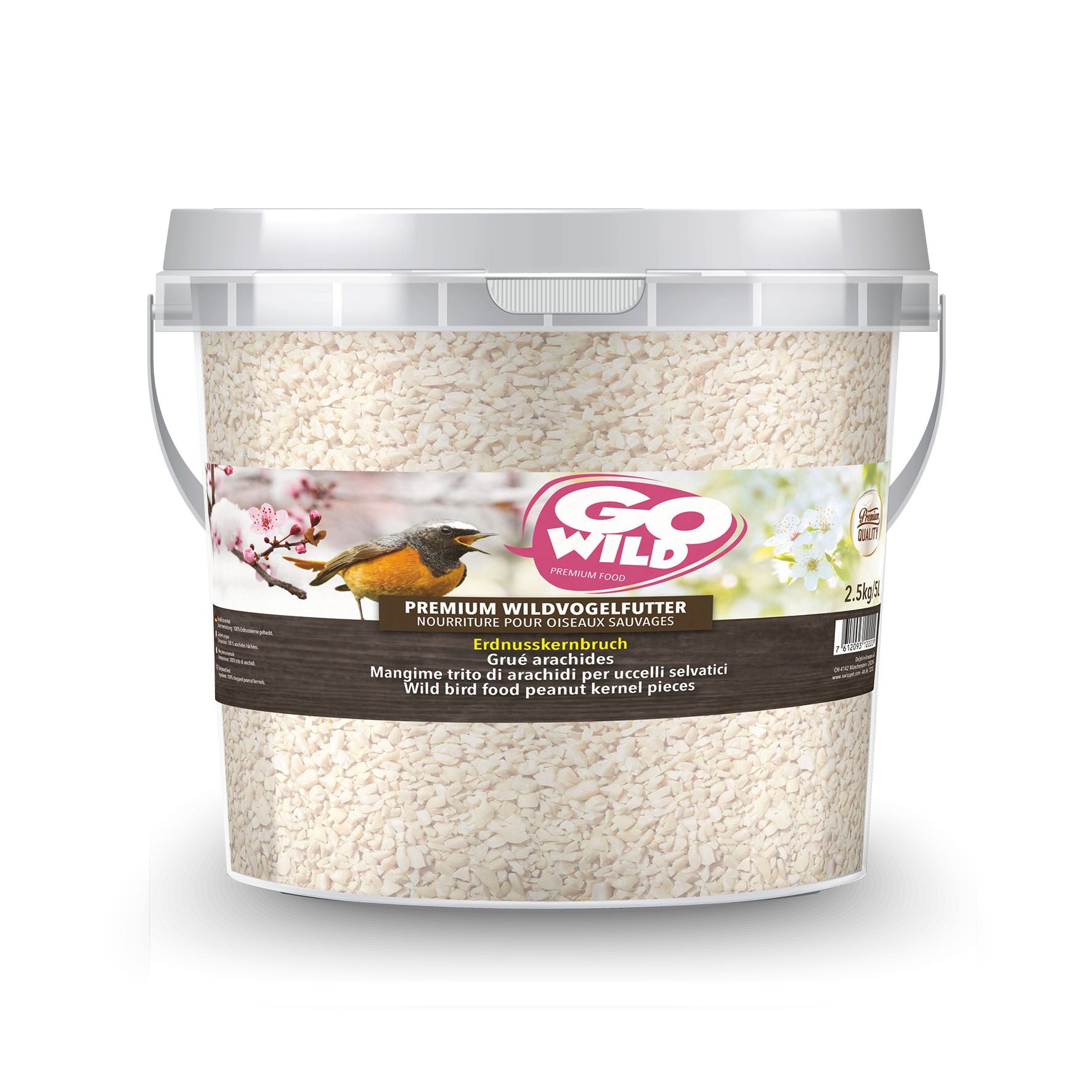 GoWildvogelfutter Erdnusskernbruch 2.5Kg 5Liter Kübel, Ganzjahresfutter